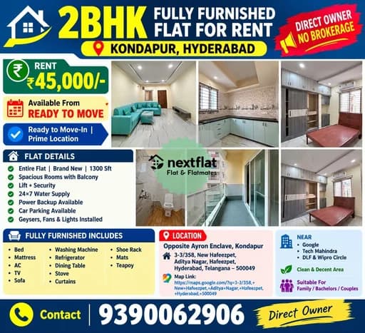 2BHK in Hafeezpet, Kondapur, Hyderabad - Photo 1